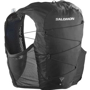 Salomon Active Skin 8 hardloopvest met flask, uniseks, langdurig comfort, snelle hydratatie, geoptimaliseerde opslag, zwart, XL