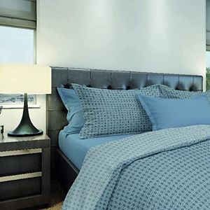 Homemania 13101 beddengoed, Carl-Simple dekbedovertrek, hoeslaken, kussensloop, blauw, grijs, katoen, 150 x 280 cm