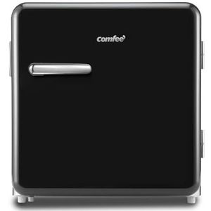 COMFEE' RCD50DK2RT(E) kleine koelkast, 47 liter, retro design, mini-koelkast, tafel, instelbare thermostaat, stil, geschikt voor thuis, kantoor en hotel, zwart
