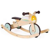 Janod - Wooden Rocking Tricycle - Babyhood Scalable Baby Tricycle - Develop Motor Skills and Sense Of Balance - Wooden Toy - Fsc Certified - from 12 Months Old, J03284