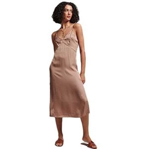 Superdry Satijnen Cami Midi Slip Dress, damesjurk, Woodsmoke, maat 38, grijs (Woodsmoke), 36