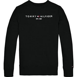 Tommy Hilfiger Essential Sweatshirt voor kinderen, uniseks, zonder capuchon, zwart, 80