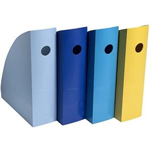 Exacompta - Ref. 18202SETD - Set van 4 Tijdschriftenhouders MAG-CUBE BeeBlue - Voor A4 en A4 Maxi formaat - breedte 27,5 cm - 4 geassorteerde kleuren