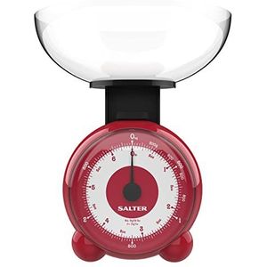Salter 139 RRDRA Orb Mechanical Kitchen Scale, 1 L, Dishwasher Safe Bowl, Easy Read Dial, 3 kg Max Capacity, Food Weighing Scale, Lightweight, Metric/Imperial, No Batteries Required, Red