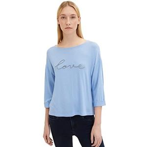 TOM TAILOR Dames T-shirt 1035465, 31222 - Dreamy Blue Melange, XXL