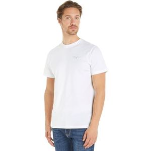 Tommy Jeans TJM Slim Linear Chest TEE EXT S/S T-shirt voor heren, wit, 3XL, Wit, 3XL grote maten