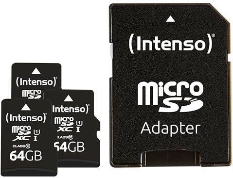 Intenso Premium microSDXC 3X 64GB Class 10 UHS-I Geheugenkaart incl. SD-adapter, zwart: Amazon.de: Computer & Accessoires