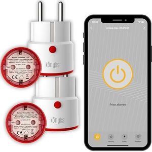 Konyks Priska Max 3 EU WiFi + BT, geavanceerde functies V3, 16 A, verbruiksmeter, compatibel met Alexa en Google Home & Tuya, wit/rood