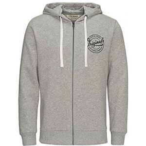 JACK & JONES Heren Jjorlen Sweat Zip Cardigan jas, Grijs (Light Grey Melange Fit: Ree Hood), L