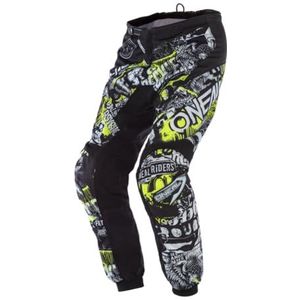 O'NEAL | Broek | Enduro MX | uitzonderlijke bewegingsvrijheid, Volledig gevoerd, beschermende rubberen vulling voor extra bescherming | Broek Element Attack | Volwassen | Zwart Neon Geel | Maat 28/44