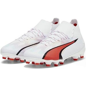 PUMA Ultra Pro Fg/AG Jr, voetbalschoenen, uniseks, voor kinderen en jongens, White Black Fire Orchid Red, 35.5 EU