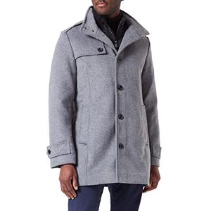 TOM TAILOR Uomini Wollen jas met binnenjas 1033645, 13125 - Mid Grey Wool Jacket Structure, M