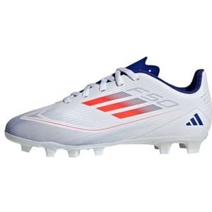 adidas Unisex F50 Club Voetbalschoenen Flexibele Grond Stevige Schoenen, Wolk Wit Zonne Rood Lucide Blauw, 38 2/3 EU