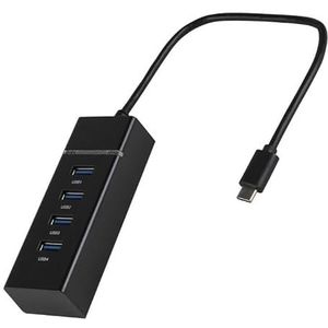 USB 3.0 type C hub met 4 USB-A 3.0-poorten, ideaal voor het aansluiten van meerdere apparaten en voor uitbreiding van de connectiviteit in computers en laptops.