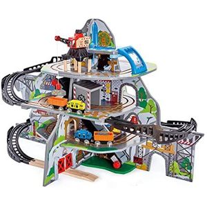 Hape Mighty Mountain Mine , Multi-Coloured 32-Piece Wooden Pretend Play Railway Set , Train Toy for Kids