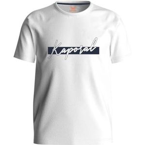 Kaporal Omil, T-shirt met korte mouwen, voor jongens, 100% katoen, regular fit, ronde hals, kleur rood, maat 12 A, Wit, 10 Jaar