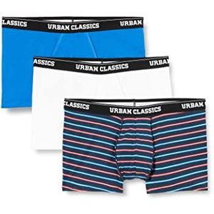 Urban Classics Heren boxershorts Snowman Christmas Boxer, 3-pack kerstonderbroeken voor mannen, maten S - 5XL, Neon Stripe Aop+boxer Blauw+wit, 5XL