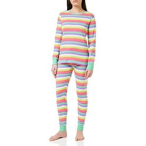 Hatley Pyjama voor dames van biologisch katoen, Regenboog strepen, XS