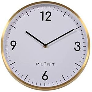 PLINT Large Round Wall Clock, Big Readable Numbers, Non-ticking Silent Decorative Clocks, Modern Look Perfect for Living Room, Kitchen, Office, School,Stylish Brass Frame