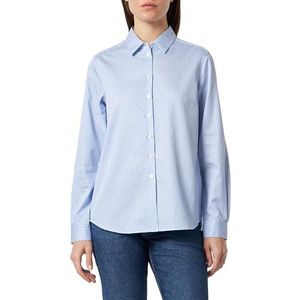 Seidensticker Damesblouse, modieuze blouse, regular fit, hemdblousekraag, lange mouwen, 100% katoen, blauw, 48