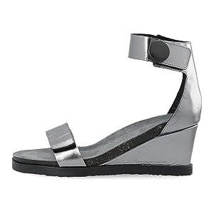 CA'SHOTT A/S Casditte 61201213 High Cut Sandalen voor dames, metallic leer, sleehak, Grijs metallic, 38 EU