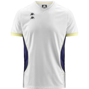 Kappa Kombat Padel Ghino Comfortabel en stijlvol technisch T-shirt, wit, schemerblauw en geel Lt, maat L