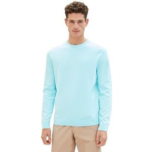 TOM TAILOR Basic katoenen trui met ronde hals voor heren, 34921 - Caribbean Turquoise, XL