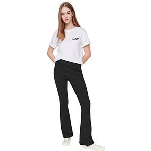 Trendyol Dames Loungewear Normale Taille Rechte Pijpen Broek, Zwart, XS