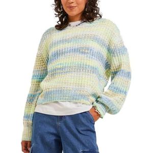 Bestseller A/S Jxsimone Space Dye Crew Neck Knit Noos gebreide trui voor dames, Elfin Yellow/Stripes:/Multi Space Dye, L