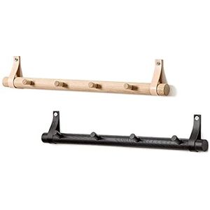 PIFFANY COPENHAGEN By Wirth Natuurlijk Eiken Hout & Lederen Wandhaak 50cm Breed Zwart Eiken