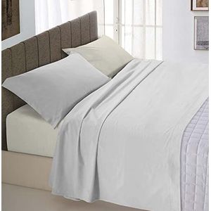 Italian Bed Linen Beddengoedset ""Natural Colour"", lichtgrijs/crème, tweepersoonsbed
