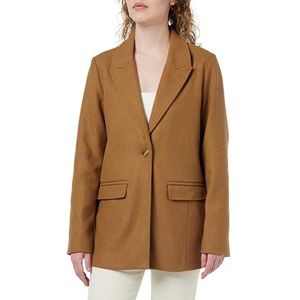 boundry Lange blazer voor dames van wolmix, zand, M