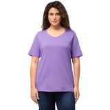 Ulla Popken Dames, dubbellaags, slank, ronde hals, lange mouwen T-shirts, Blauwe sering, 42-44