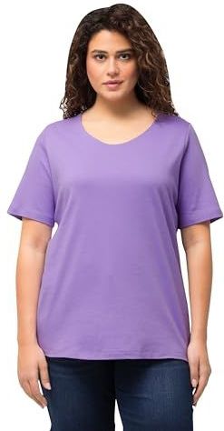 Ulla Popken Dames, dubbellaags, slank, ronde hals, lange mouwen T-shirts, Blauwe sering, 42-44