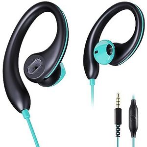 Sport Hoofdtelefoon Bedrade Oordopjes Over Ear Hoofdtelefoon met Oorhaken Microfoon 3.5mm Plug Zweetbestendig Running Oortelefoon voor Workout Jogging Gym Oordopjes voor iPhone iPod Samsung ipad