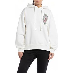 Replay Dameshoodie van katoen, Natuurlijk wit 011, S