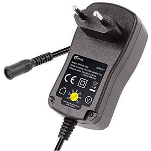 Elektronische voeding 12 V, 1500 mAh, 7,2 W, met instelbare keuzeschakelaar, waarmee de uitgang van 3 V naar 12 V kan worden ingesteld, ideaal voor verschillende elektrische toepassingen.