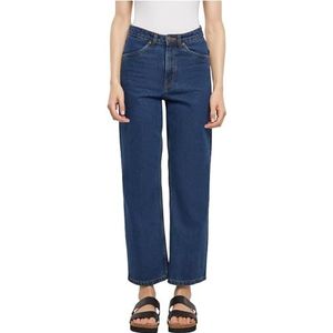 Urban Classics Damesbroek Dames Cropped Straight Leg Denim Pants Mid Indigo Washed 31, Mid Indigo Washed., 31