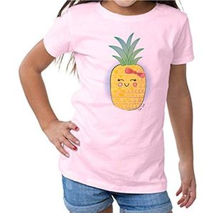 Del Sol Peuter Meisjes Crew Tee - Blozende Ananas, Roze T-Shirt - Veranderingen van zwart naar levendige kleuren in de zon - 100% gekamd, ringgesponnen katoen, korte mouw - maat 4T