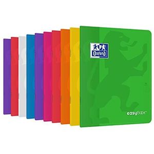 Oxford EasyBook schriften, klein, 17 x 22 cm, 96 pagina's, geruit, 90 g, verschillende kleuren, 10 stuks