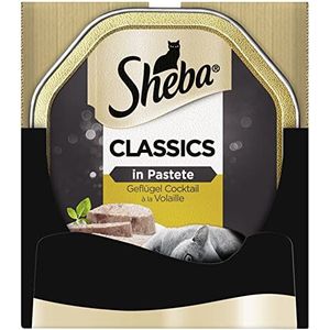 Sheba Classics in Paté - Kattenvoer in Paté met Fijne Stukjes - Gevogelte Cocktail - Graanvrij - 22 x 85g