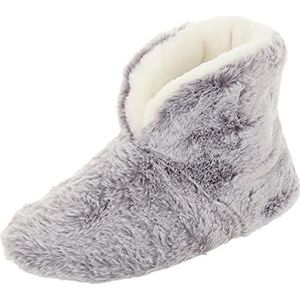 Hodge & Hodge Womens grijze Faux Fur Slipper Boots gewatteerde stevige zool Orla, Grijs, 40 EU