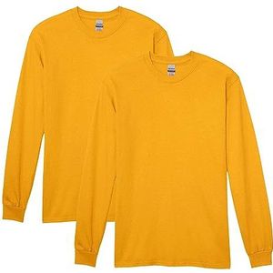 Gildan T-shirt met lange mouwen van zwaar katoen, stijl G5400, 2-pack, goud, L (2-pack) voor heren, Goud, L