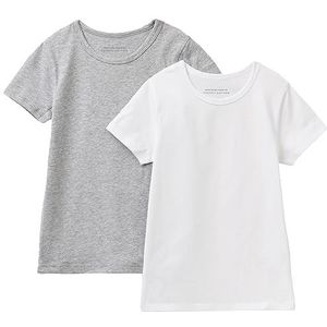 United Colors of Benetton T-shirt voor kinderen en jongens, Grijs melange en wit 501, 90
