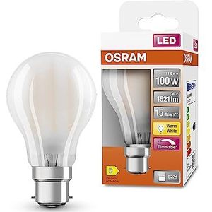 OSRAM LED Superstar Classic A100 dæmpbar LED-lampe til B22D-base, pæreform, GL FR, 1521 Lumen, Warm White (2700K), udskiftning til konventionelle 100W pærer, 1-pack