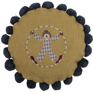 Bloomingville MINI Seamus kussen, geel, katoen, D40 cm