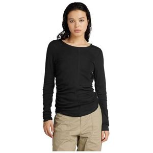 G-STAR RAW Gathered Slim Long Sleeve, Zwart (Dk Black D24516-d528-6484), XXS