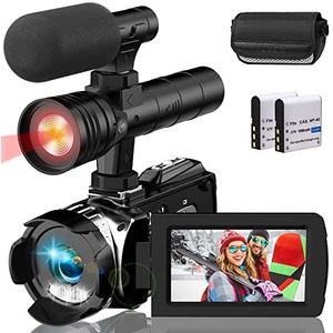 Hojocojo 4K videocamera, camcorder, UHD, 60 FPS 48 MP IR nachtversie, vlogging-camera, 60 fps, 24 x digitale zoom, 3 inch lcd-scherm, YouTube-camera met microfoon, 2 batterijen
