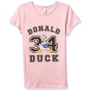Disney Characters Donald Duck Collegiate Girl's Solid Crew Tee, Light Pink, X-Small, Rosa, XS