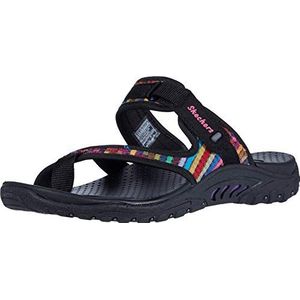 Skechers Vrouwen Reggae Mad Swag Toe Thong Geweven Sandaal, Zwart, 7.5